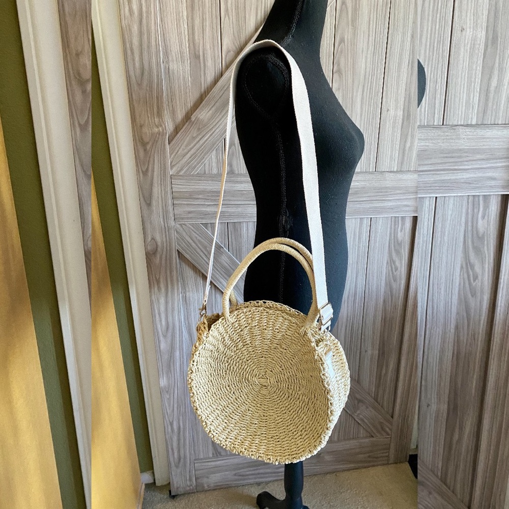 Gap basket handbag with handles and removable straps